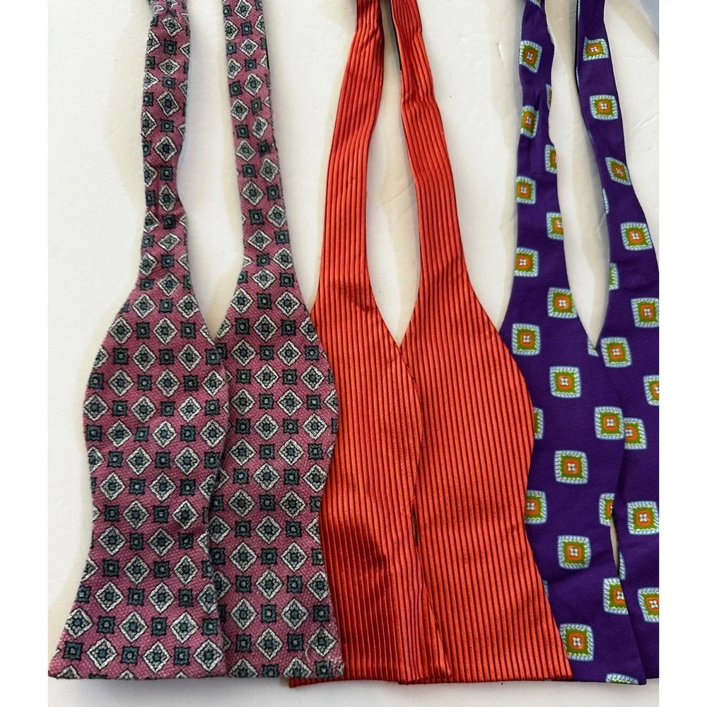 Cremieux Bow Tie 100% Silk Geometric Paisley Lot 4 Pink Purple Orange NEW